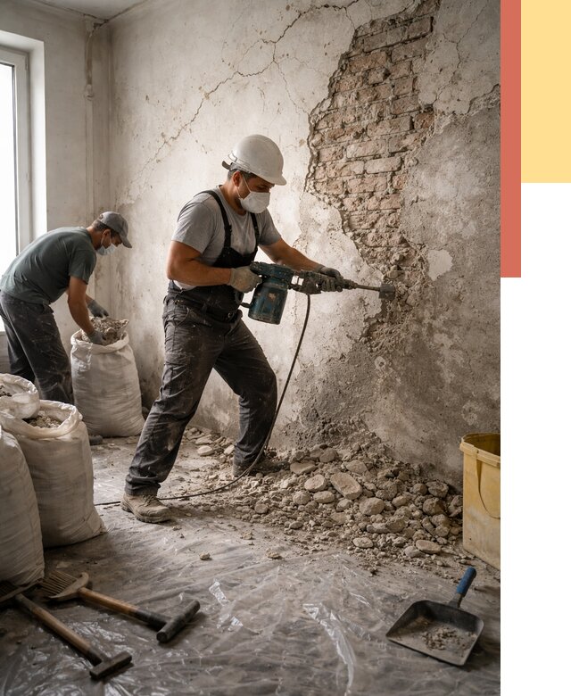 Демонтаж штукатурки со стен в Светлограде от 7314 руб/м² — быстро и недорого | ОТДЕЛОЧНИК-Свт