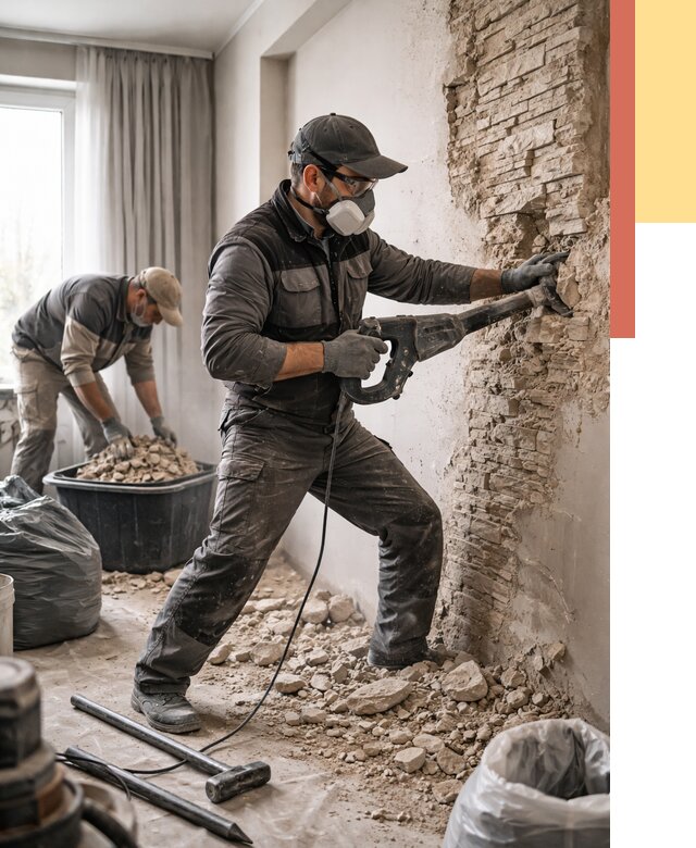 Демонтаж декоративного камня в Светлограде от 1473 руб/м² — быстро и недорого | ОТДЕЛОЧНИК-Свт