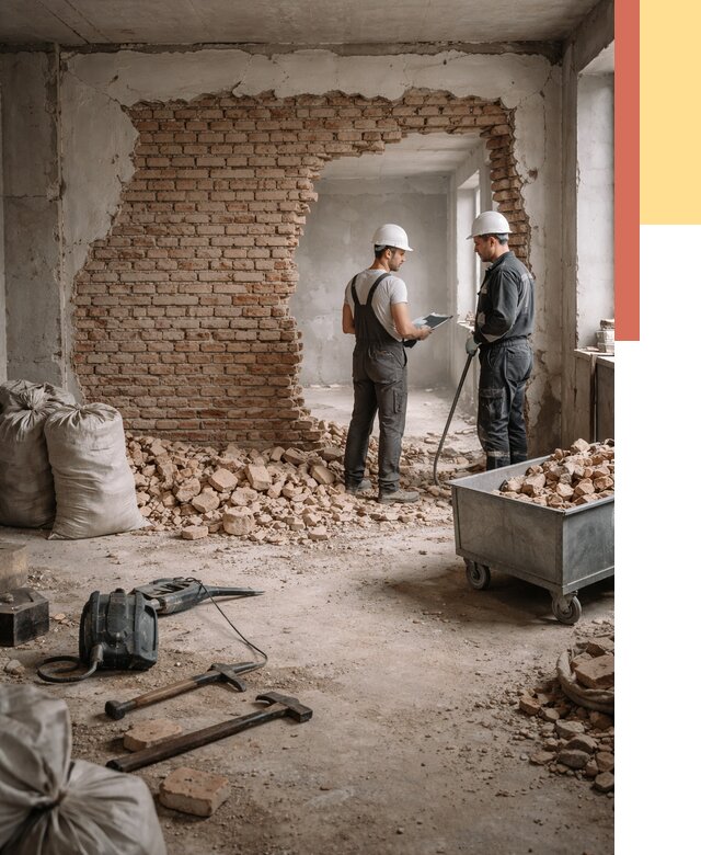 Демонтаж кирпичных стен в Светлограде от 4266 руб. — быстро, недорого, под ключ | ОТДЕЛОЧНИК-Свт