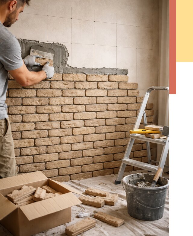 Монтаж декоративного кирпича в Светлограде от 3251 руб./м² — быстро и недорого | ОТДЕЛОЧНИК-Свт