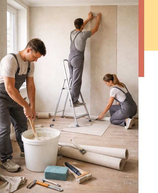 Оклейка стен обоями в Светлограде от 3555 руб/м2 — быстро и недорого | ОТДЕЛОЧНИК-Свт