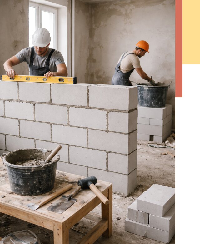 Кладка перегородок из газобетона в Светлограде от 3251 руб. под ключ | ОТДЕЛОЧНИК-Свт