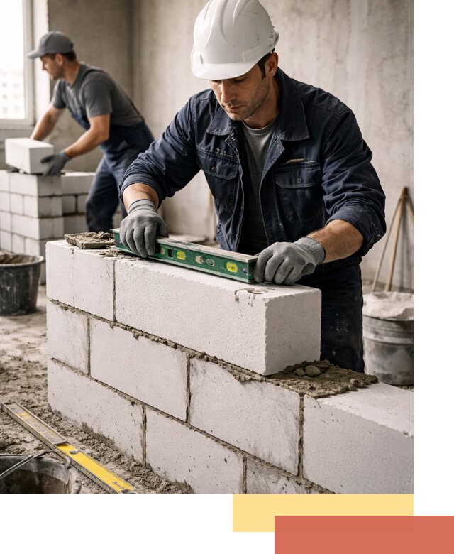 Кладка перегородок из пеноблока под ключ в Светлограде