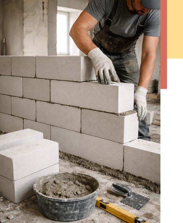Кладка перегородок из силикатного блока в Светлограде от 4063 руб. под ключ | ОТДЕЛОЧНИК-Свт
