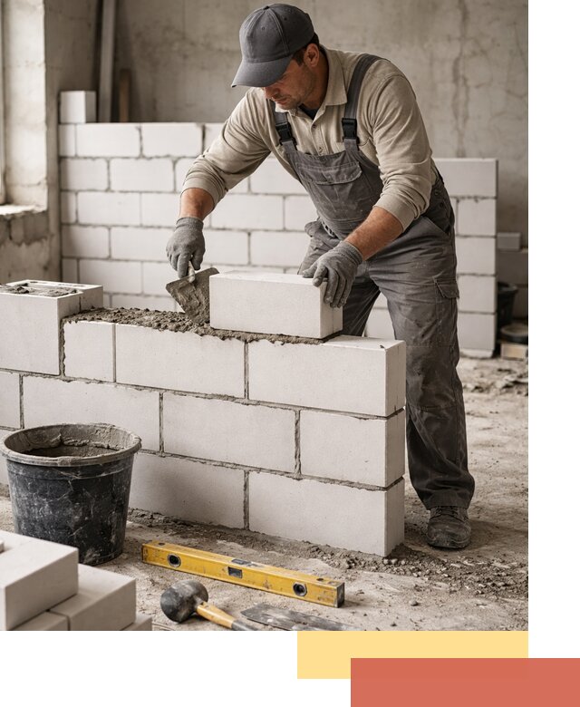 Кладка перегородок из силикатного блока в Светлограде