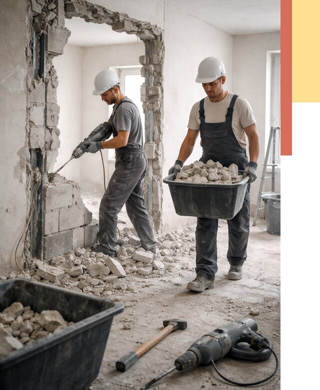 Демонтаж блоковых перегородок в Светлограде от 3809 руб. — быстро и недорого | ОТДЕЛОЧНИК-Свт