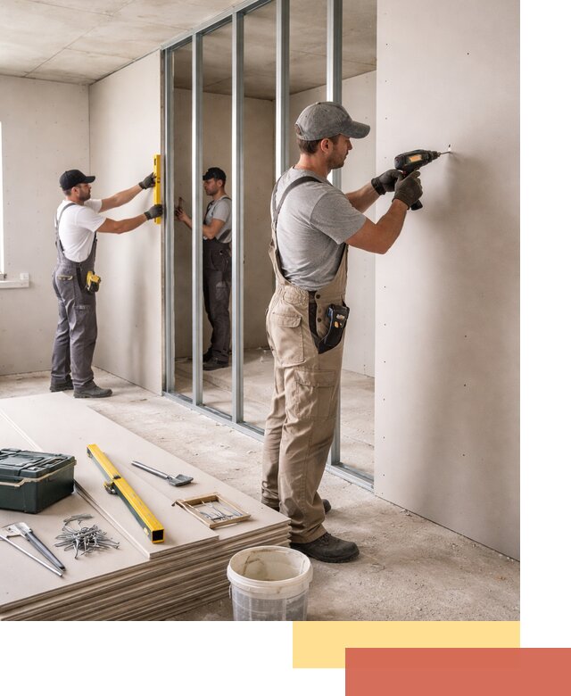 Однослойная перегородка из гипсокартона в Светлограде под ключ, монтаж и отделка