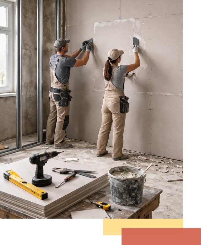 Монтаж двухслойной перегородки из гипсокартона в Светлограде