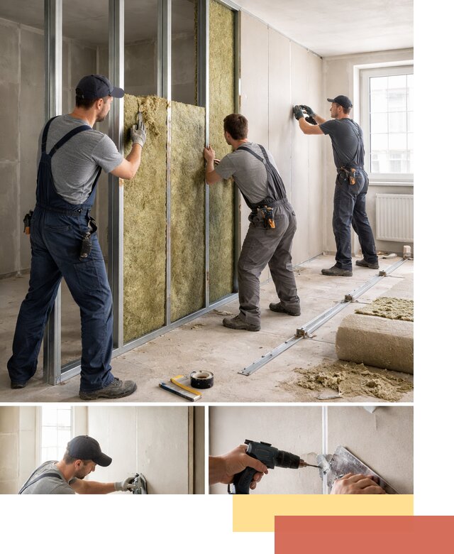 Перегородка из гипсокартона с шумоизоляцией в Светлограде — монтаж под ключ