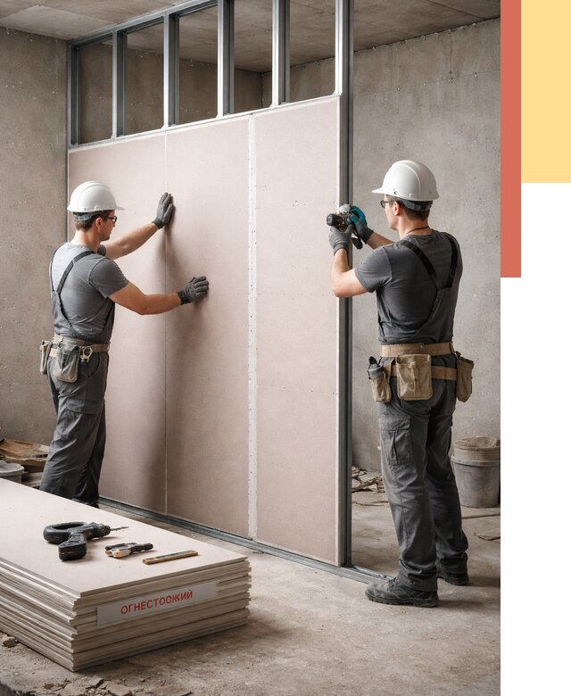 Перегородка из огнестойкого гипсокартона в Светлограде от 1879 руб. под ключ | ОТДЕЛОЧНИК-Свт