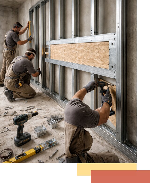 Усиленная перегородка для крепления тяжёлых конструкций в Светлограде