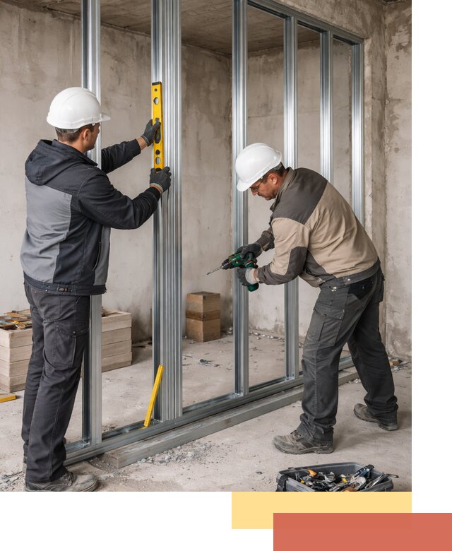 Монтаж каркаса перегородки из профиля в Светлограде