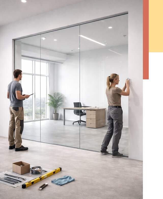 Перегородки из закаленного стекла в Светлограде от 9650 руб. под ключ | ОТДЕЛОЧНИК-Свт