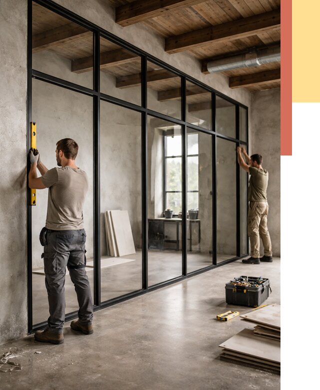 Стеклянные перегородки лофт в Светлограде от 10666 руб. под ключ | ОТДЕЛОЧНИК-Свт