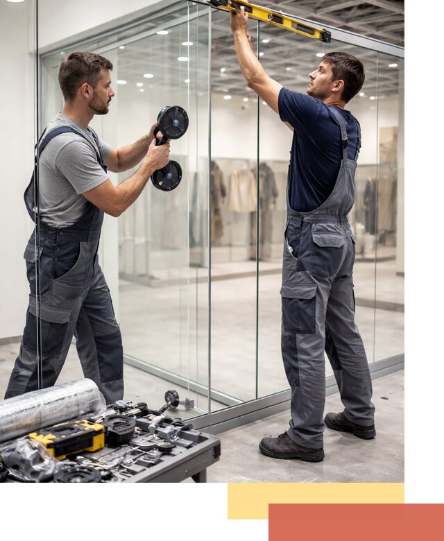 Стеклянные перегородки для магазинов в Светлограде — монтаж и установка