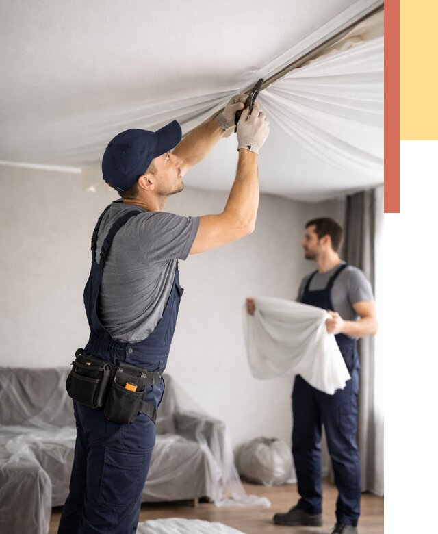 Демонтаж натяжного потолка в Светлограде от 4571 руб. — снятие и разбор под ключ | ОТДЕЛОЧНИК-Свт