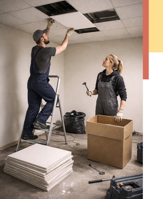 Демонтаж потолочной плитки в Светлограде от 4571 руб. быстро и недорого | ОТДЕЛОЧНИК-Свт