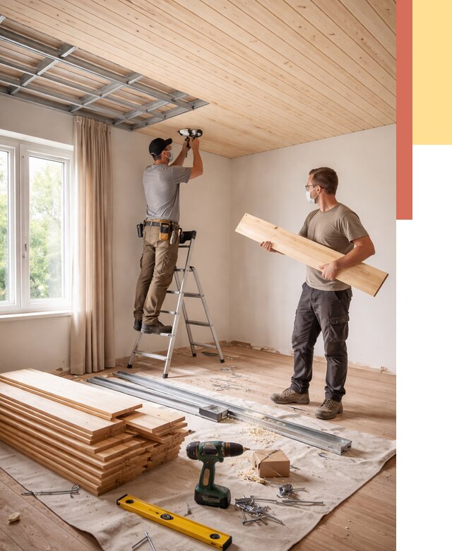 Монтаж потолка из вагонки в Светлограде от 6603 руб. | Быстро и недорого — ОТДЕЛОЧНИК-Свт