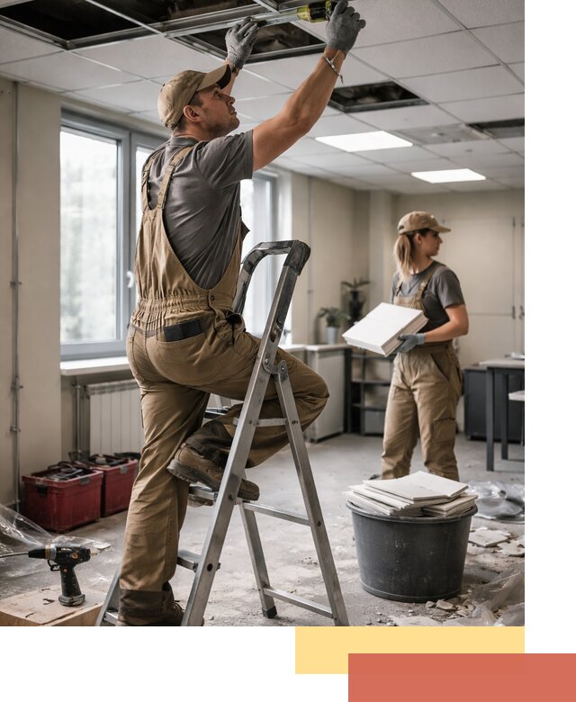 Ремонт потолка Армстронг и замена плит в Светлограде