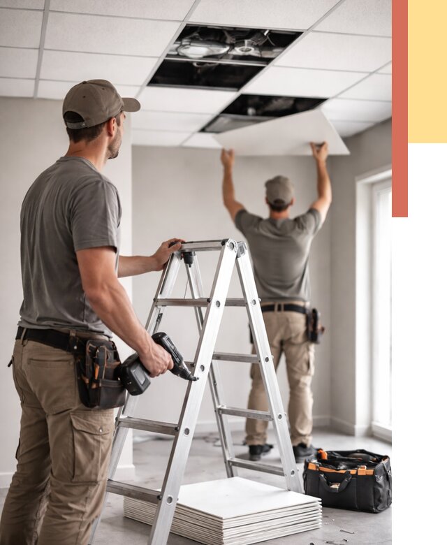 Обслуживание подвесного потолка в Светлограде от 3555 руб. — быстро и недорого | ОТДЕЛОЧНИК-Свт