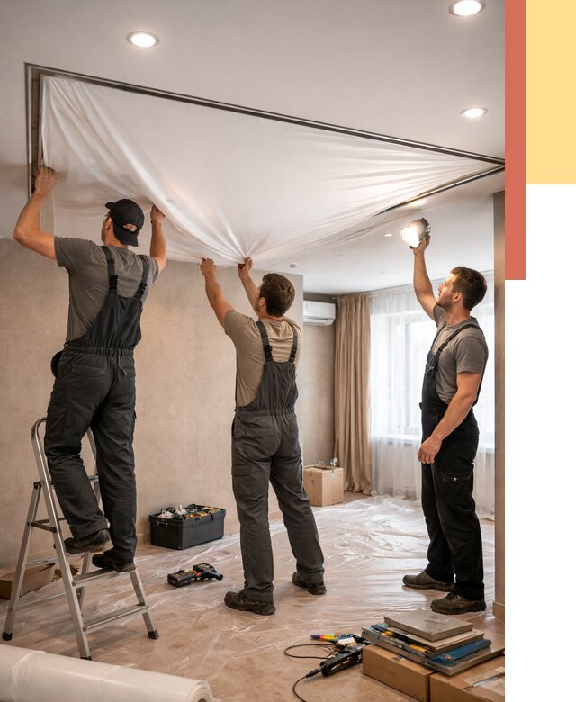 Монтаж ПВХ натяжного потолка в Светлограде от 3555 руб. под ключ | ОТДЕЛОЧНИК-Свт