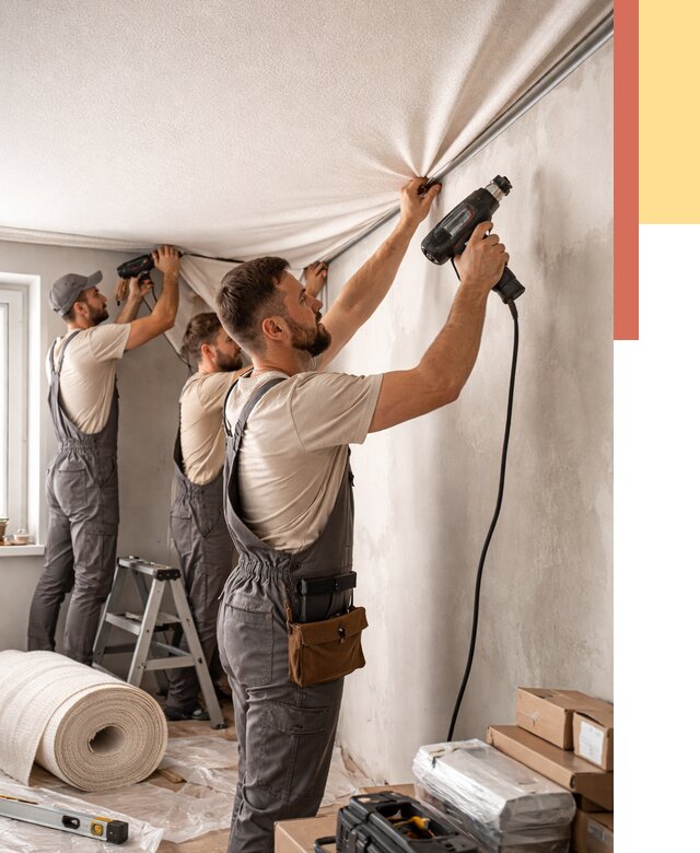 Монтаж фактурного натяжного потолка в Светлограде от 762 руб. — ОТДЕЛОЧНИК-Свт