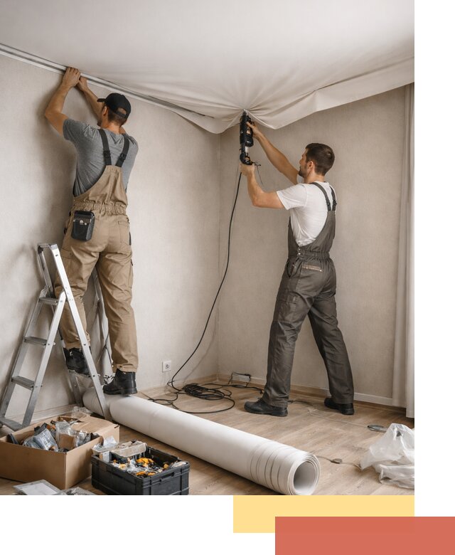 Монтаж цветного натяжного потолка в Светлограде за один день