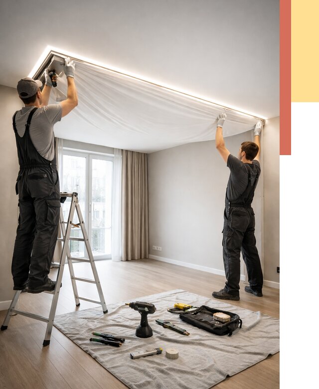 Монтаж парящего натяжного потолка в Светлограде от 4571 руб. быстро и недорого | ОТДЕЛОЧНИК-Свт