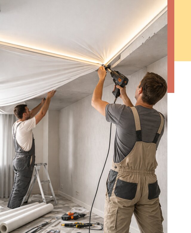 Монтаж натяжного потолка с подсветкой в Светлограде от 965 руб. | ОТДЕЛОЧНИК-Свт