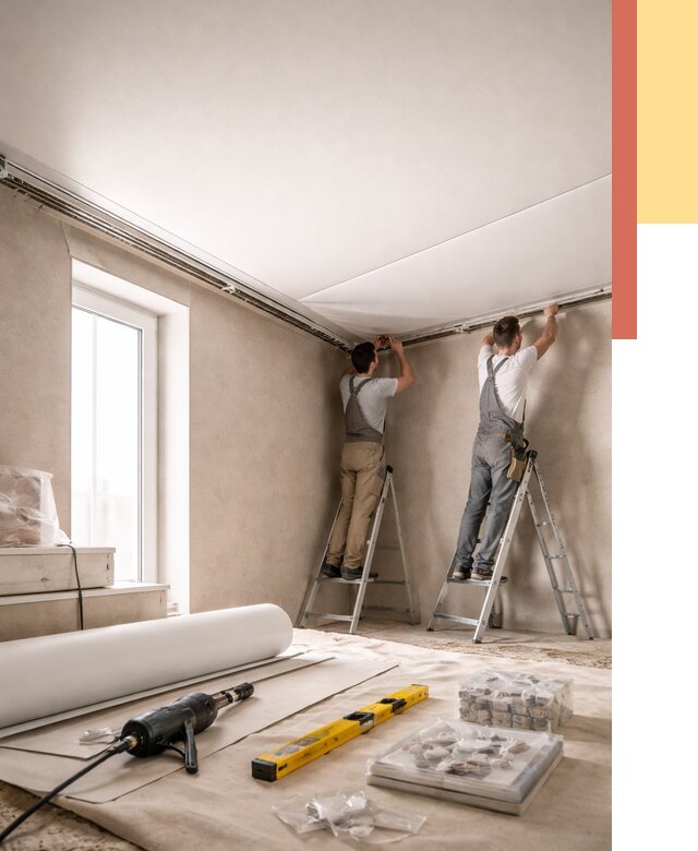 Монтаж натяжного потолка в спальне в Светлограде от 3860 руб. под ключ | ОТДЕЛОЧНИК-Свт