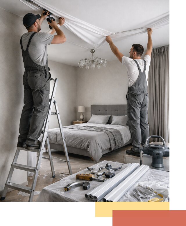 Монтаж натяжного потолка в спальне в Светлограде