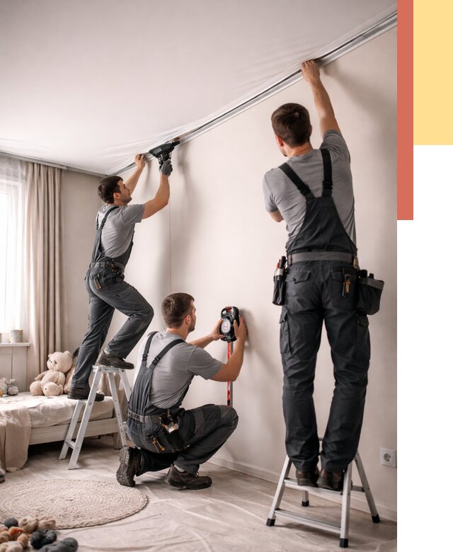 Монтаж натяжного потолка в детской в Светлограде от 3555 руб. — быстро и недорого | ОТДЕЛОЧНИК-Свт