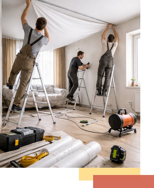 Монтаж натяжного потолка в гостиной в Светлограде