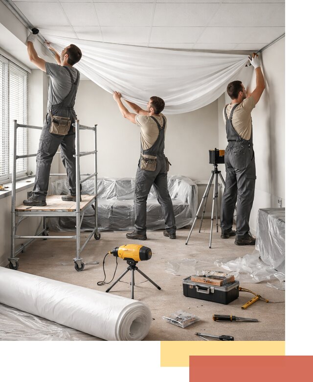 Монтаж натяжного потолка в офисе в Светлограде