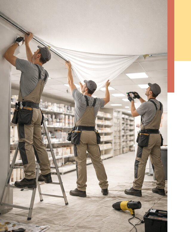 Монтаж натяжного потолка в магазине в Светлограде от 4571 руб. быстро и недорого | ОТДЕЛОЧНИК-Свт