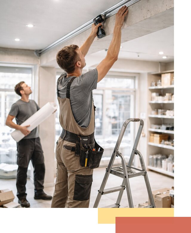 Монтаж натяжных потолков в магазине в Светлограде