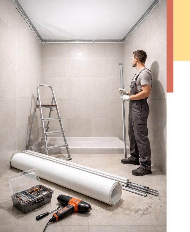 Монтаж натяжного потолка в санузле в Светлограде от 1879 руб. — ОТДЕЛОЧНИК-Свт