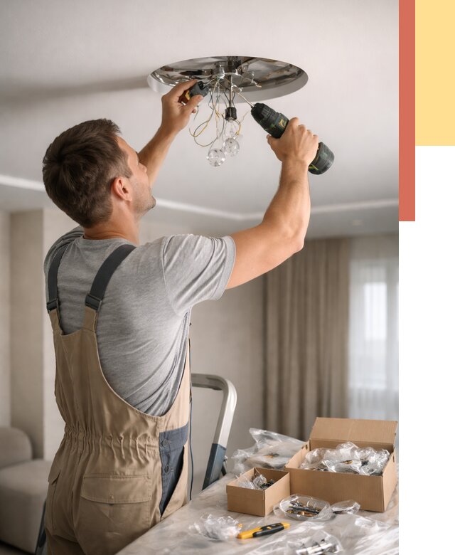 Установка люстры в натяжной потолок в Светлограде от 1219 руб. | Быстро и недорого — ОТДЕЛОЧНИК-Свт