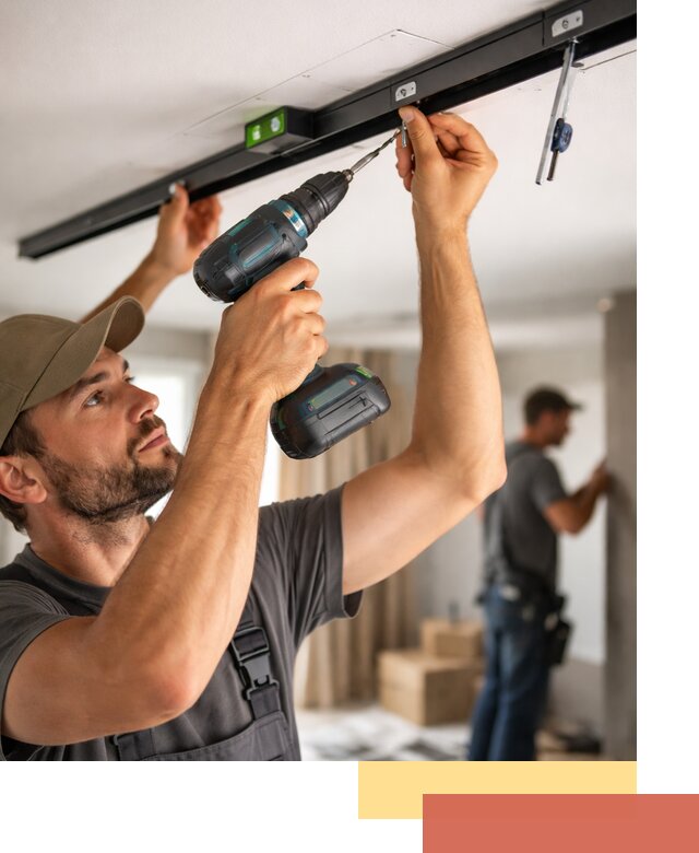 Установка трековых светильников в натяжной потолок в Светлограде