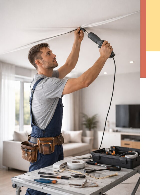 Ремонт натяжных потолков в Светлограде от 9650 руб. под ключ — ОТДЕЛОЧНИК-Свт