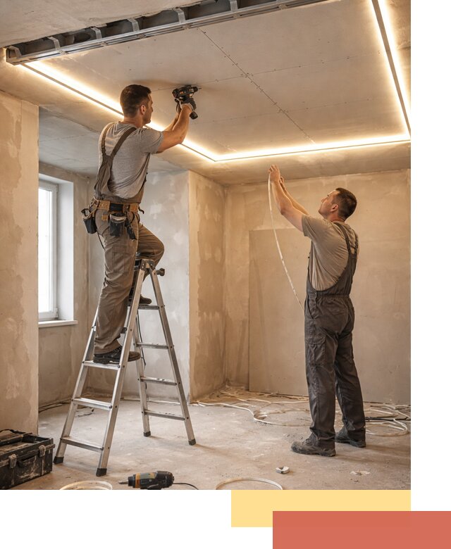 Потолок из гипсокартона с подсветкой в Светлограде