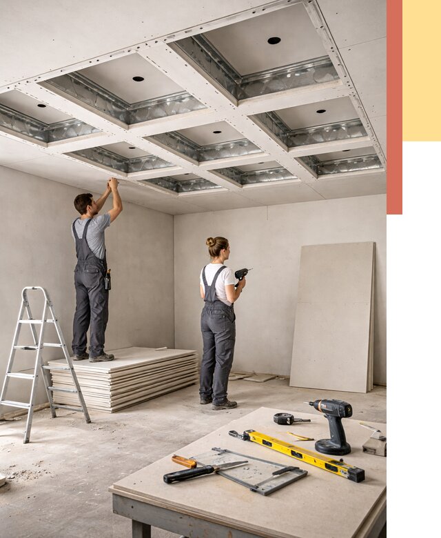 Кессонный потолок из гипсокартона в Светлограде от 1879 руб. — монтаж и под ключ | ОТДЕЛОЧНИК-Свт