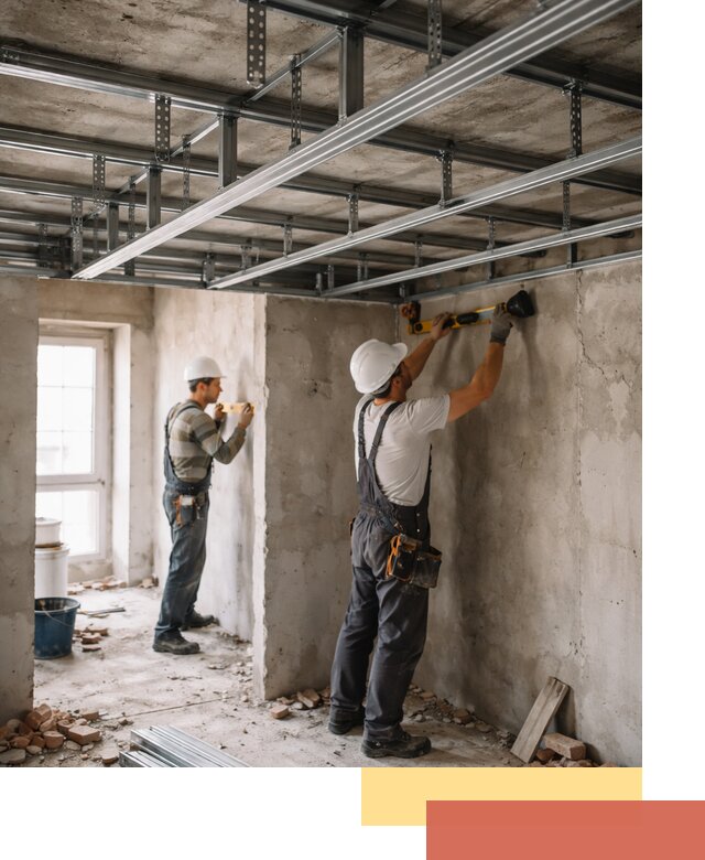 Монтаж каркаса потолка из профильного профиля в Светлограде