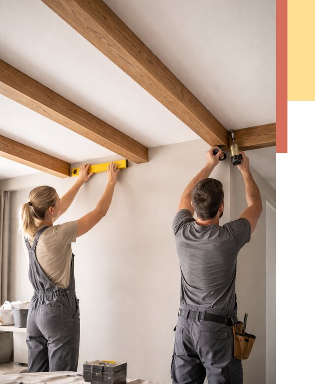 Монтаж декоративных балок на потолок в Светлограде от 4266 руб. — ОТДЕЛОЧНИК-Свт